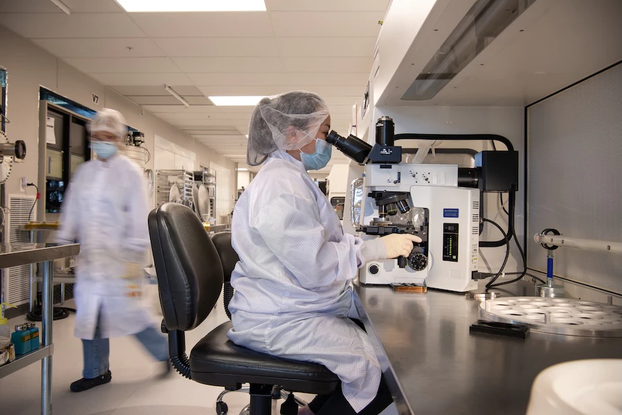 FiveNine Optics laboratory workspace with precision equipment